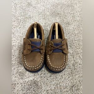 Sperry X Vineyard Vines A/O crib Jr. Sahara/Navy. baby/toddler size 4 boat shoes